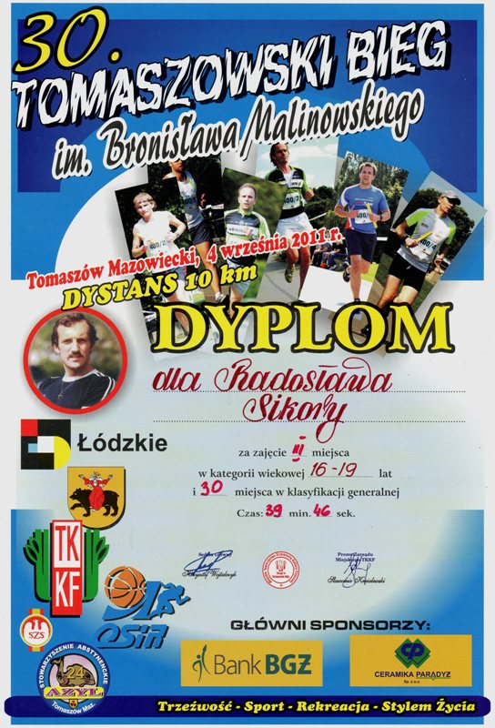 Radek Sikora trzeci w biegu im. Bronisława Malinowskiego