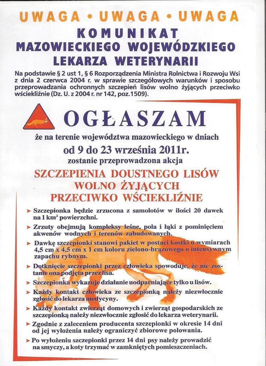 Szczepienia doustne lisów
