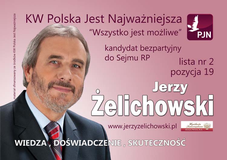 Doświadczenie, wiedza, skuteczność - Jerzy Żelichowski, Lista nr 2, Poz. 19