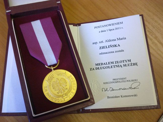 Asp. szt. Aldona Zielińska odznaczona złotym medalem!