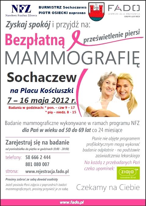 Bezpłatne badania mammograficzne - 30.04.2012