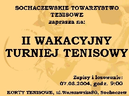 Zaproszenie na II Wakacyjny Turniej Tenisowy