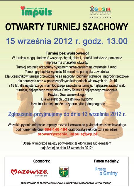 OTWARTY TURNIEJ SZACHOWY w Teresinie 2012