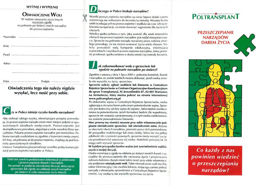 Informacyjnie o transplantacji