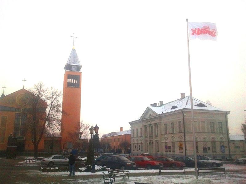 Flaga Solidarności na Placu Kościuszki