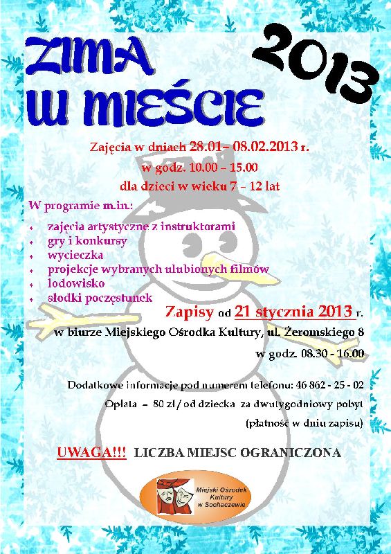 Zapisy na Ferie tuż tuż