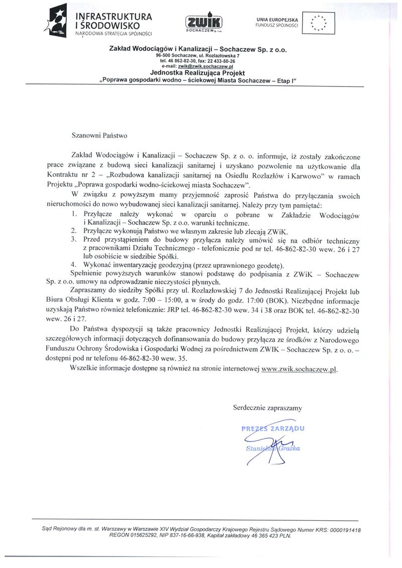 Pozwolenie na użytkowanie sieci - Rozlazłów Karwowo