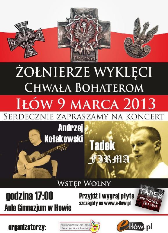 Zaproszenie na koncert pt. Żołnierze Wyklęci Chwała Bohaterom