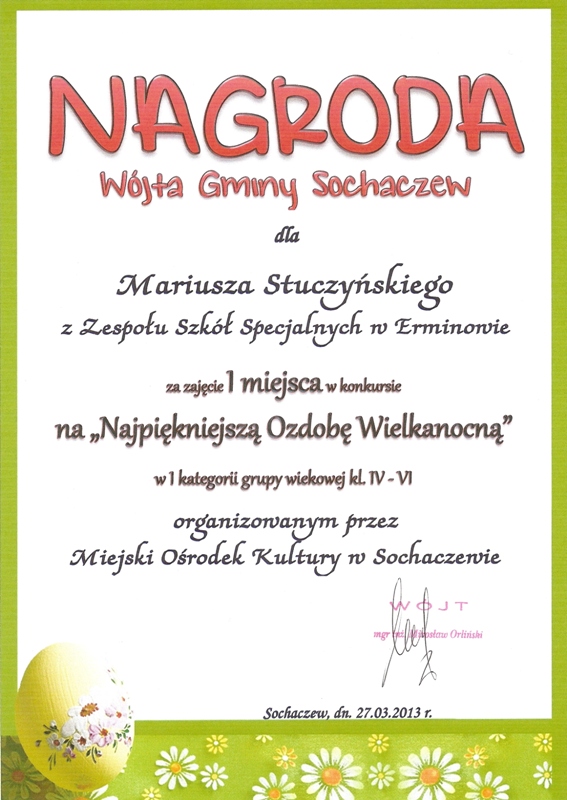 Sukces w konkursie na Najpiękniejszą Ozdobę Wielkanocną