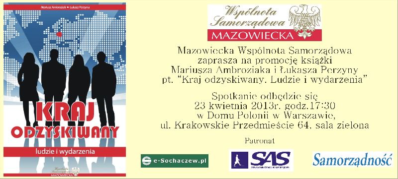 Spotkanie promocyjne książki “Kraj odzyskiwany” w Warszawie