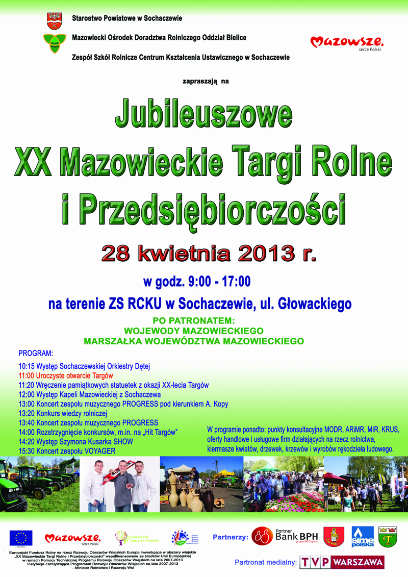 XX Mazowieckie Targi Rolne już w najbliższą niedzielę