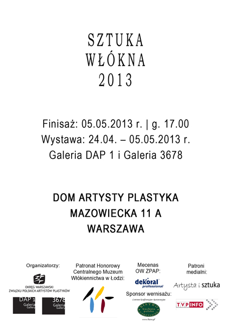 Zapraszam na wystawę do Galerii Domu Artysty Plastyka