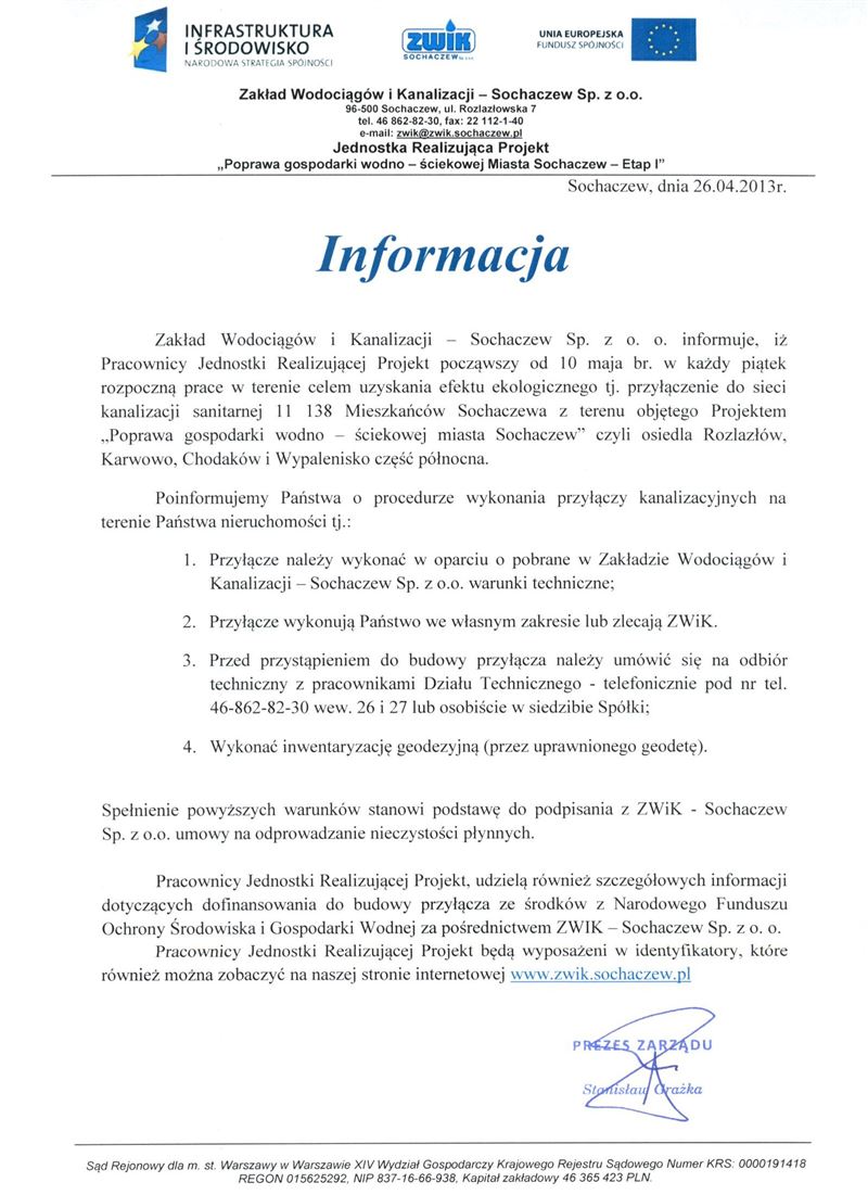 Ruszają w teren przyłączać do kanalizacji
