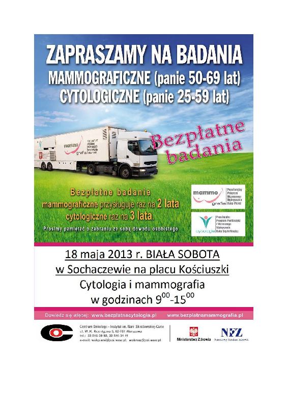 Bezpłatna mammografia i cytologia – zapraszamy