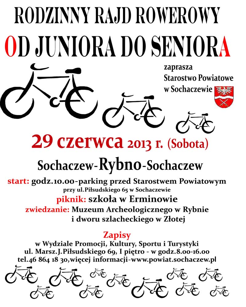 29 czerwca - rajd rowerowy – OD JUNIORA DO SENIORA