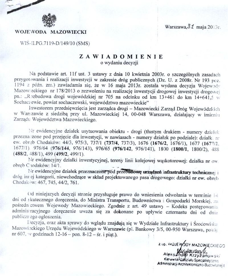 Specustawą w remont drogi 705