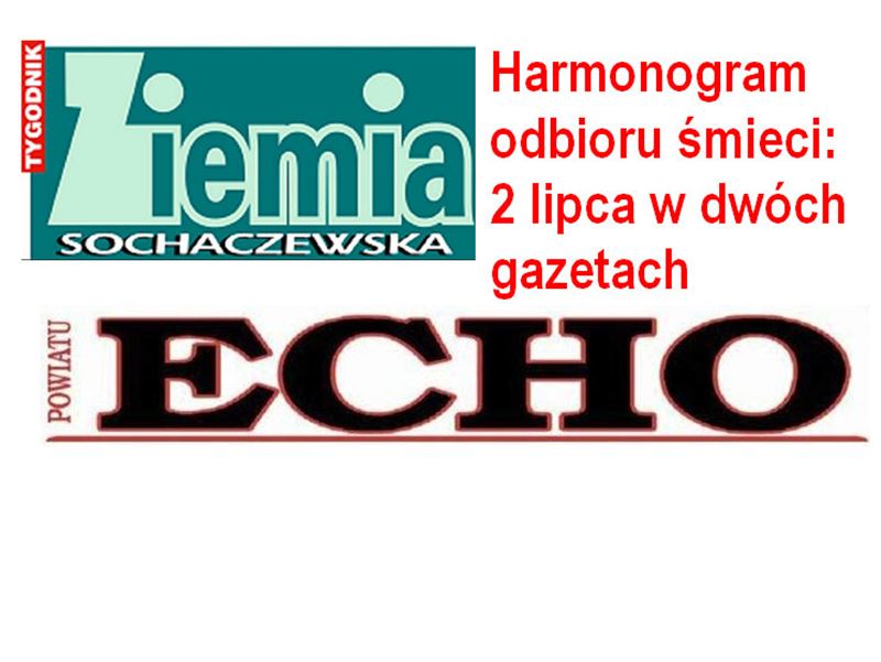 Harmonogram odbioru śmieci także w lokalnej prasie