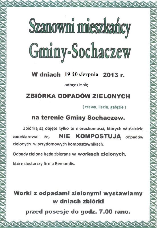 UWAGA! TERMIN DRUGIEJ ZBIÓRKI ODPADÓW ZIELONYCH