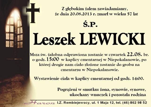 Pożegnamy Leszka Lewickiego