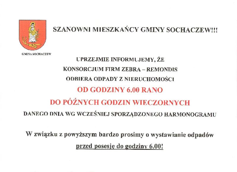 Informacje dot. zbiórki odpadów komunalnych