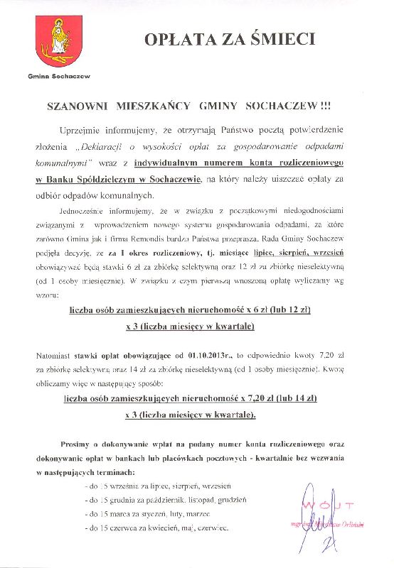 Opłata za odbiór odpadów komunalnych