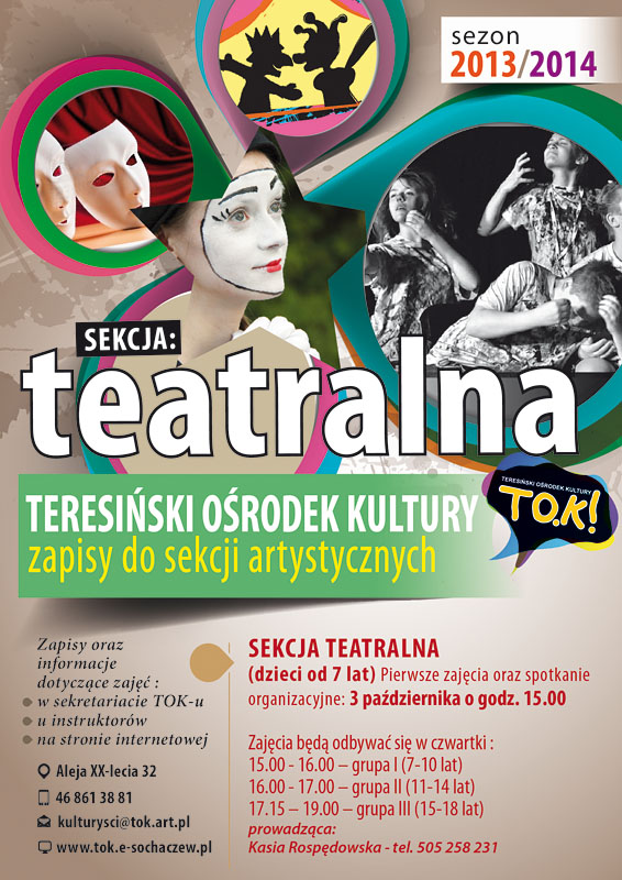 Sekcja Teatralna TOKu - aktualizacja daty rozpoczęcia zajęć