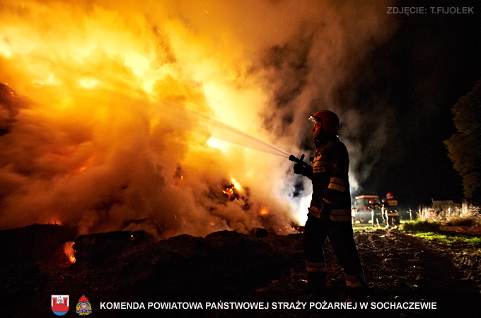Pożar stert słomy w Wyczółkach