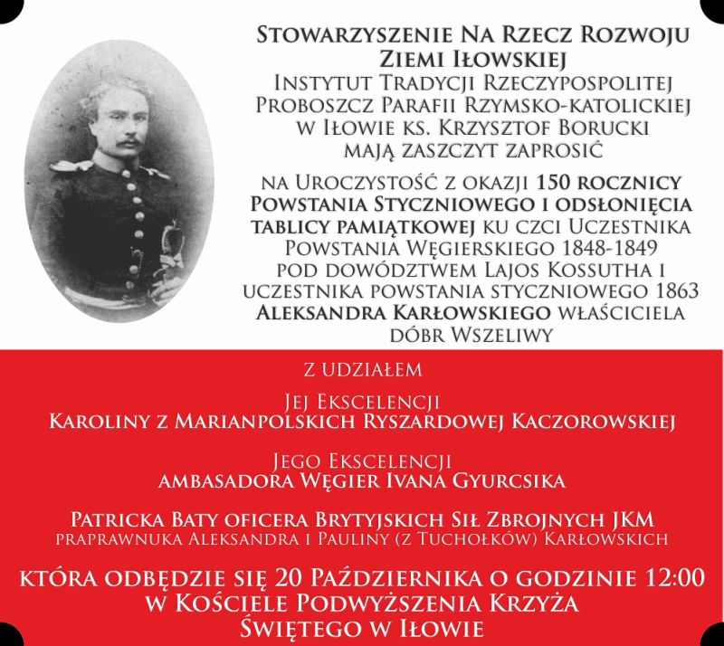 Odsłonięcie tablicy Aleksandra Karłowskiego w Iłowie