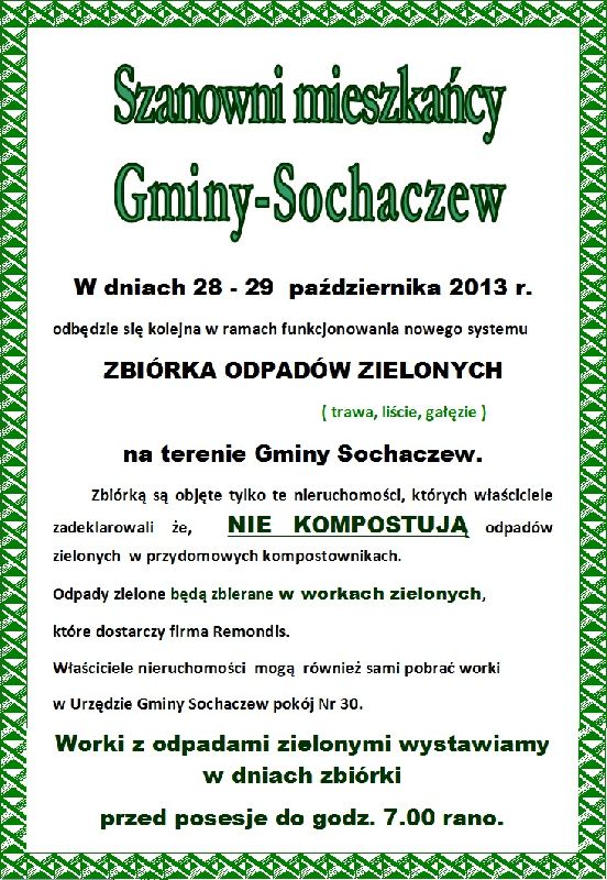 Zbiórka odpadów zielonych październik