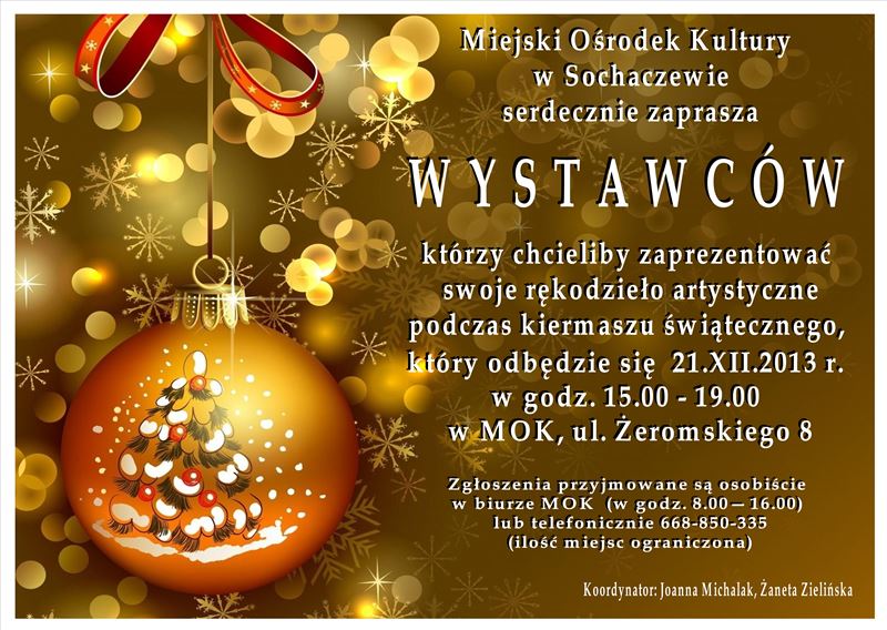 Zapraszamy wystawców do udziału w kiermaszu świątecznym