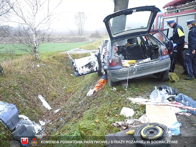Samochód osobowy uderzył w drzewo w Janowie