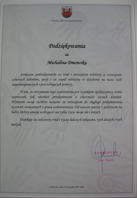 Wyróżnienie dla wolontariuszki