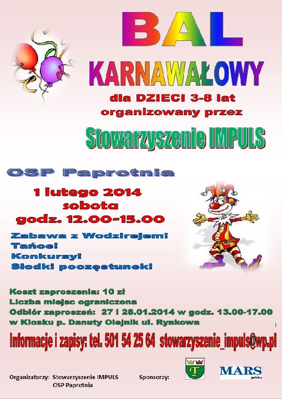 Bal Karnawałowy dla dzieci - 17.01.2014