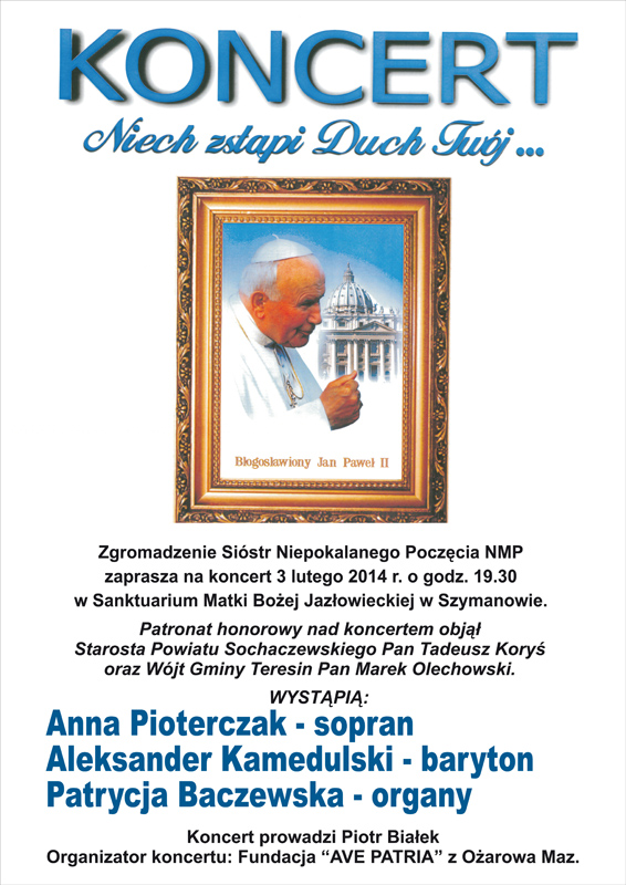 Zaproszenie na koncert Ave Patria