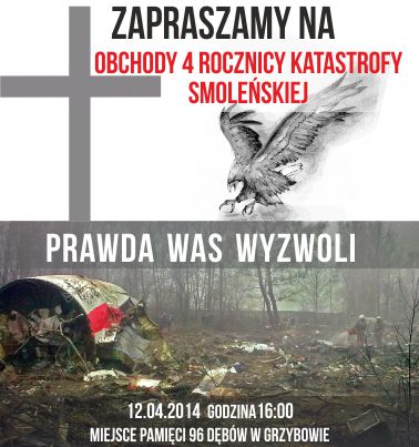 Zaproszenie na rocznicę katastrofy smoleńskiej