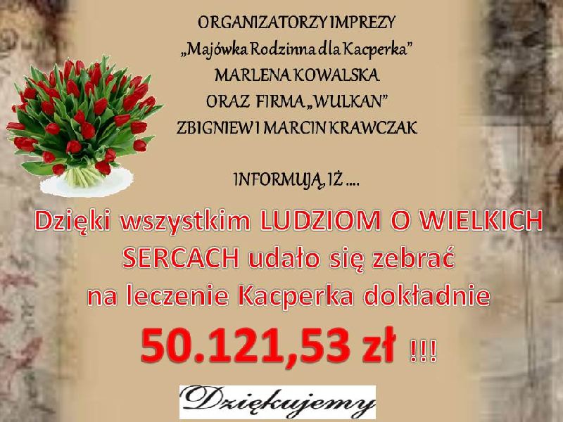 50.121,53 zł z Majówki dla Kacperka