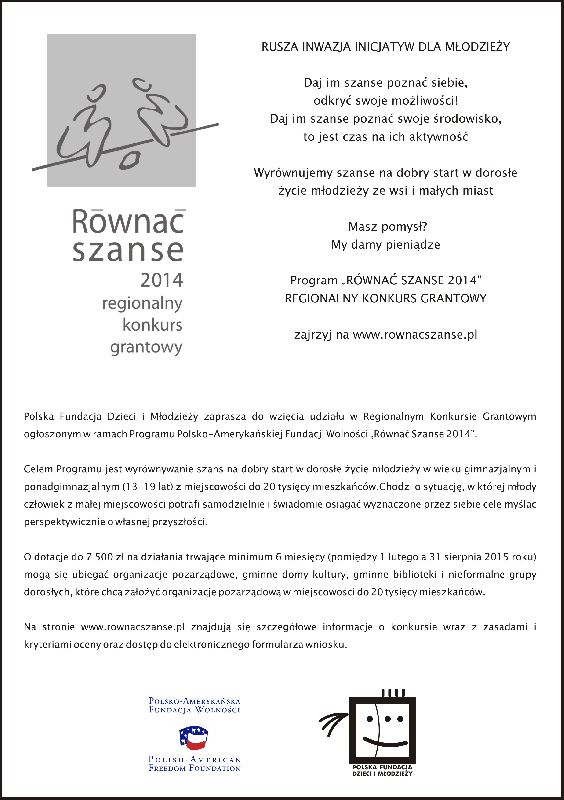 Regionalny Konkurs Grantowy Programu „Równać Szanse 2014”