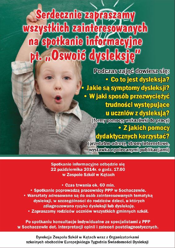 OSWOIĆ DYSLEKSJĘ Spotkanie informacyjne dla rodziców ZAPRASZAMY!