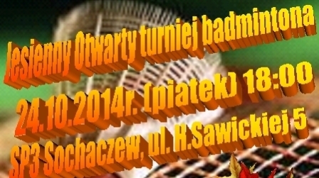Jesienny Otwarty turniej badmintona 24.10.2014r.