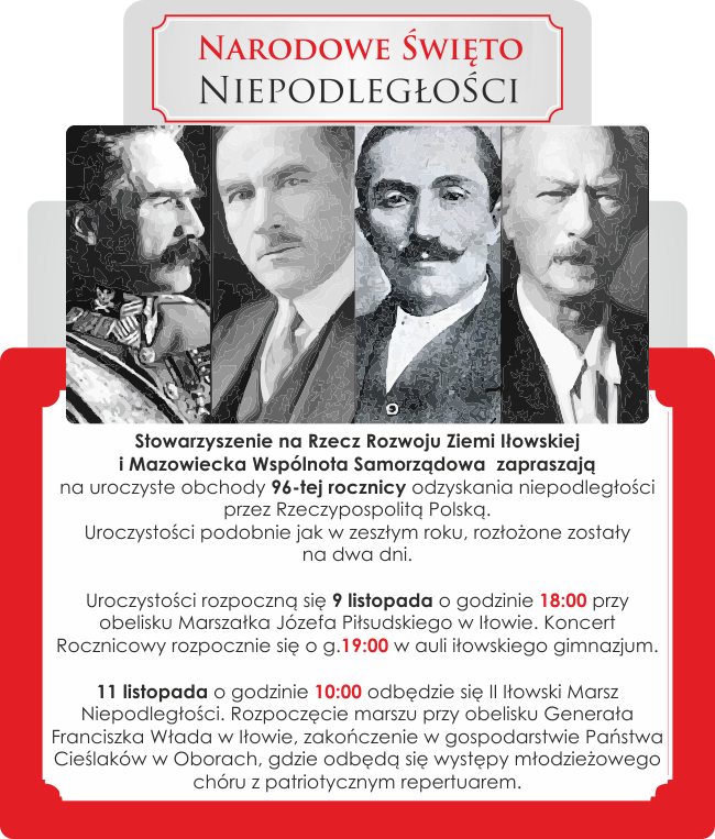 Stowarzyszenie zaprasza na Święto Niepodległości