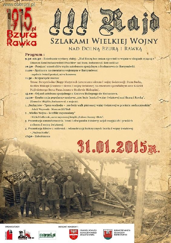 Rajd pieszy Szlakami Wielkiej Wojny nad dolną Bzurą i Rawką 31 stycznia 2015