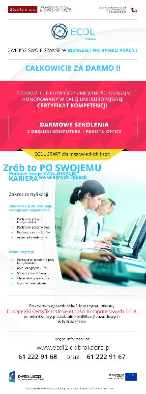 ECDL START dla mazowieckich kadr - bezpłatne szkolenia z obsługi kompuera