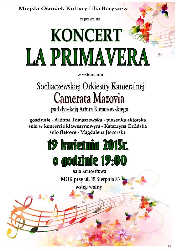 LA PRIMAVERA – koncert w MOK Boryszew