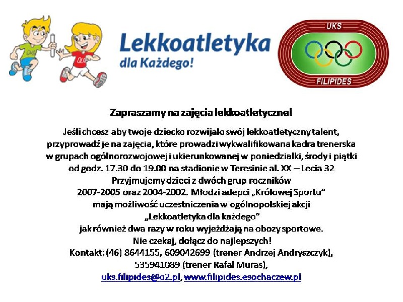 Stoisko naborowe do sekcji lekkoatletycznej