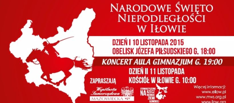 Święto Niepodległości w Iłowie - zaproszenie