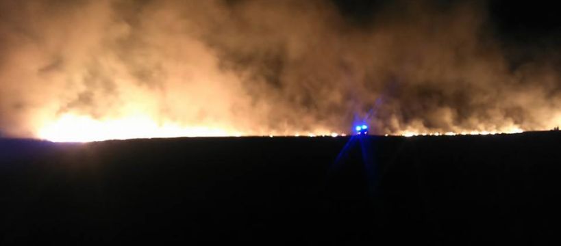 Duży pożar traw w Miszorach gmina Brochów