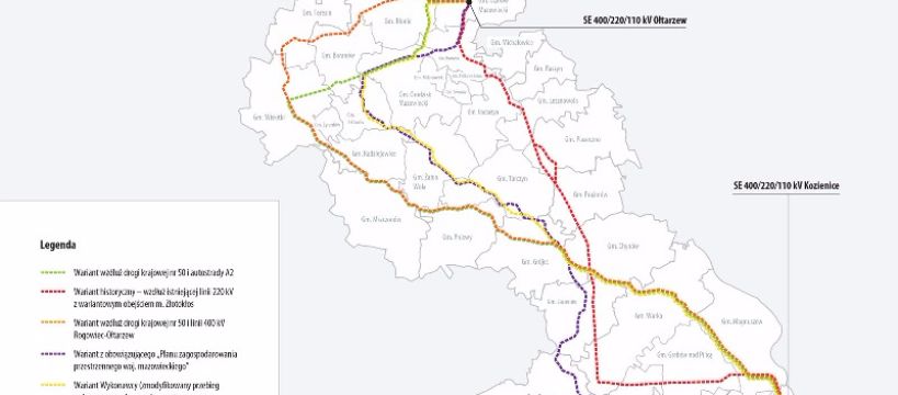 Przebieg linii 400kV Kozienice - Ołtarzew - mamy nagły zwrot akcji