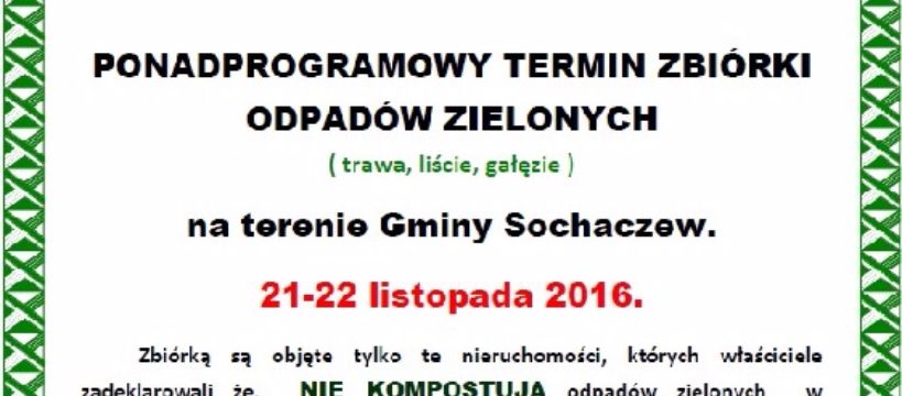 Ostatni ponadprogramowy odbiór odpadów zielonych w listopadzie
