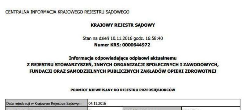 Konfraternia św. Rocha zarejestrowana w Krajowym Rejestrze Sądowym