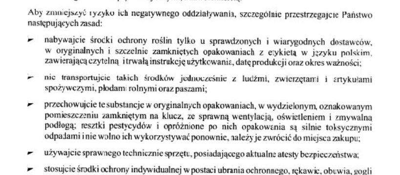 Zasady bezpieczeństwa przy stosowaniu środków ochrony roślin